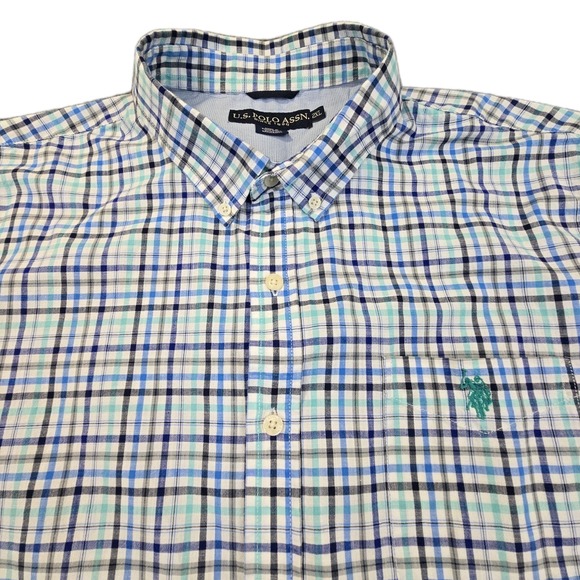 U.S. Polo Assn. Other - US Polo Assn 2XL Short Sleeve Shirt Plaid Button Down 100% Cotton